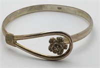 Floral Sterling Silver Cuff Bracelet