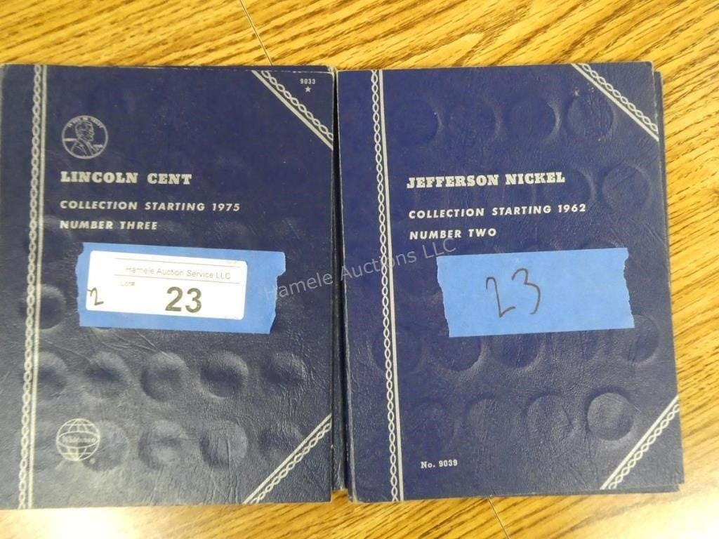 2 Folders of Lincoln head cents and Jefferson nick