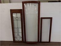Antique leaded window (as is) and 2 glass cabinet