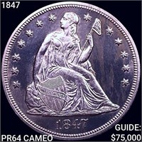 1847 Seated Liberty Dollar CHOICE PROOF CAM