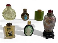6 vtg snuff bottle including one made from