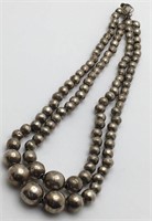 Mexico Silver Beaded 2 Strand Necklace