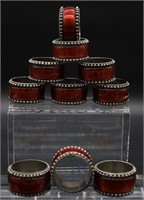 Red & Silver Plated Napkin Rings set of 10
