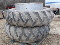 (2) Firestone 18.4-38 Tires on Band Dual Rims