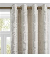Beige and Silvery Blackout Jacquard Curtains