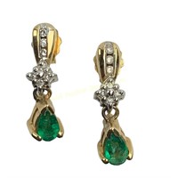 Pair 10k gold & emerald post earrings 3 grams