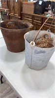 Metal Buckets & Chains Lot