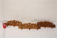3 Carved Wooden Pegged Racks #1
