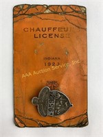 1923 Indiana Chauffer’s License with pin Joe