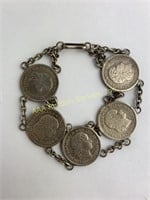 19th c. Haiti silver coin bracelet 10 cent .835