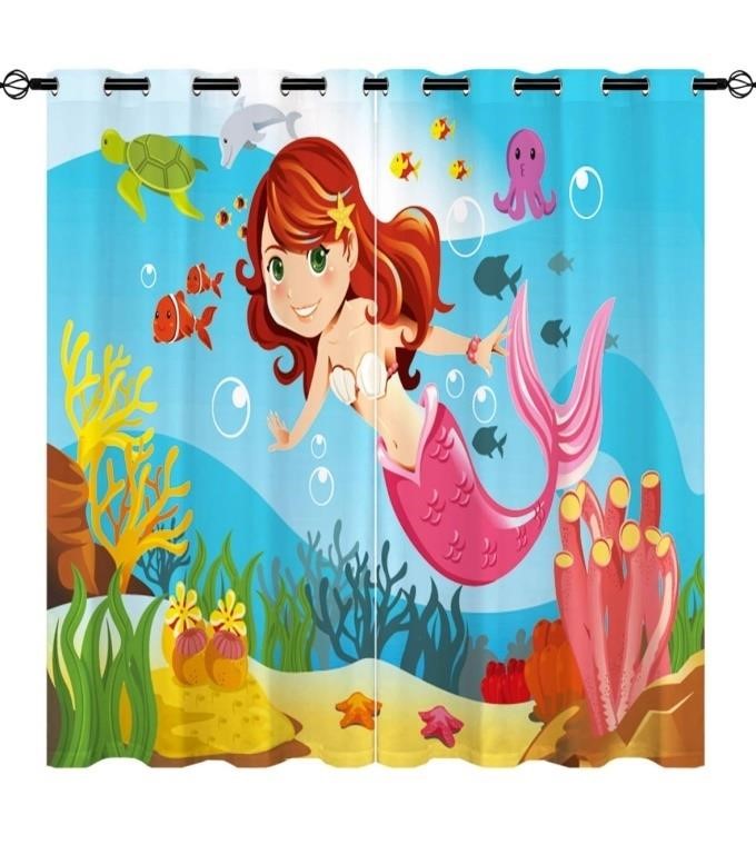 New boenkj Mermaid Curtains,Underwater World Cute