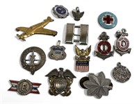 14 Vintage Sterling Military, Police & more Pins