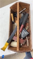 Wooden Toolbox with Contents