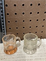 2 mini  Glass beer mugs