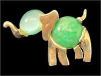 Vintage Elephant Stone Pin - Costume Jewelry