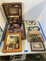 Shadow Box W/Miniatures,Pig Pictures & Pig Decor
