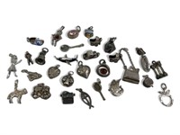 30 Vintage Sterling Silver Charms