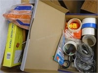 2 boxes miscellaneous tape, brushes, steel wool, a