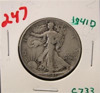 1941 D WALKING LIBERTY HALF DOLLAR COIN