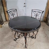 3pc 38 in round table with 2 chairs and glass t 31