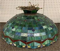 Leaded Glass Jeweled Hanging Lamp