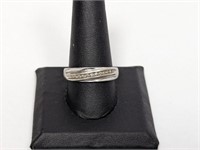 .925 Sterling Mens Diamond Wedding Ring Sz 10.5