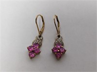 Vermeil/.925 Sterling Pink/Clear Stone Earrings