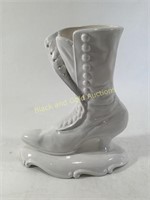 Vintage Victorian White Ceramic Boot Vase