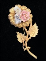 Vintage Enamel Floral Brooch