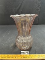 Pink Depression Glass Pineapple Vase