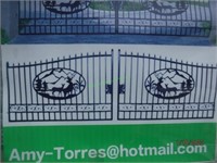 Unused GB 20' Bi-Parting Wrought Iron Gate-Deer