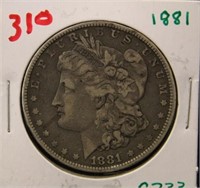 1881 MORGAN SILVER DOLLAR COIN