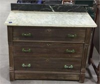 Wooden dresser w/ marble top 19x41x36