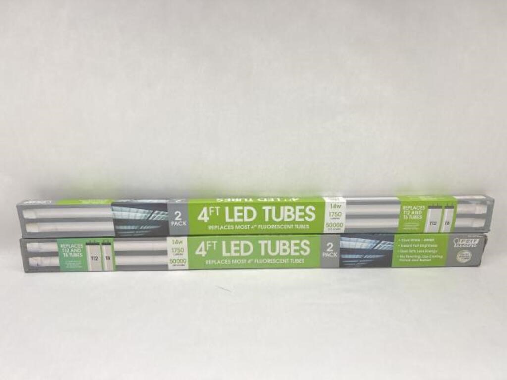 (2) 2 Pk 4 ft LED Tubes, Replaces T12 & T8