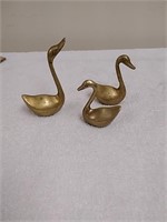 3 Small brass geese