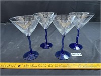 Libbey Cobalt Stemmed Martini Glasses