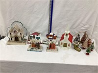 Putz Cardboard Christmas Houses, Church, Plastic