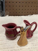 3 pitchers maroon Gold made in Japan