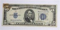 SERIES OF 1934 $5.00 SILVER CERTIFICATE