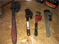 Rigid Alum Pipe Wrench + 3 Pipe Wrenches
