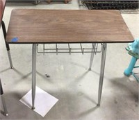 Wood/metal desk w/ storage basket 18x35.5x29