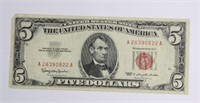 SERIES OF 1963 $5.00 RED SEAL NOTE