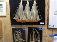 Group 4 vintage "String Art" ship plaques - 30"