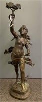 Bronze Sculpture Of Woman Holding Torch
