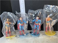 4 Vintage Superman & Wonder Woman Burger King toys