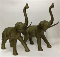 Pair Of Brass Elephant Sculptures