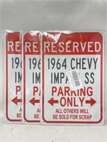 New Lot of Tin Signs - Reserved 1964 Chevy Impala