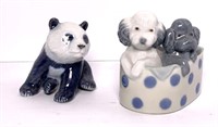 NAO Lladro Porcelain Panda and Puppy