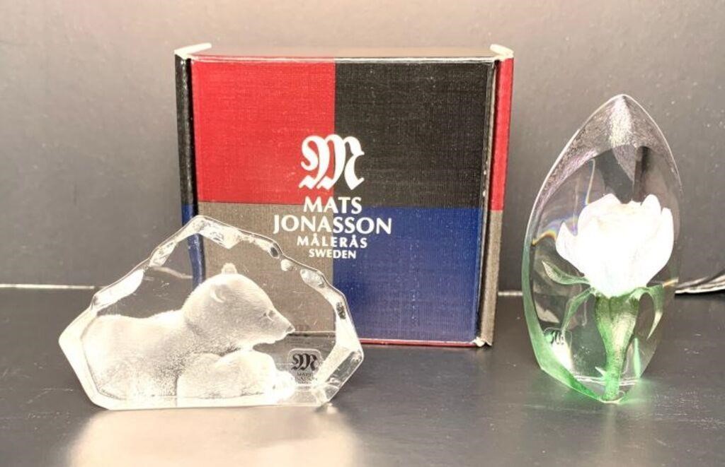 Mats Jonasson Etched Crystal Paperweights