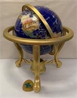 Stone Inlaid And Brass Table Top Globe